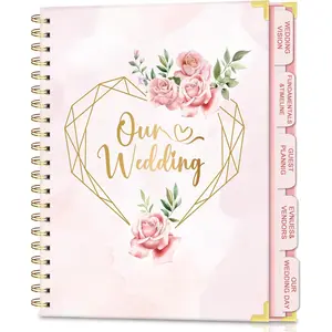 Wedding Planner For Bride-Bridal Wedding Planning binder With 5 Tabbed Sections+Wedding Countdown Calendar, Engagement Gifts For Couples, Love