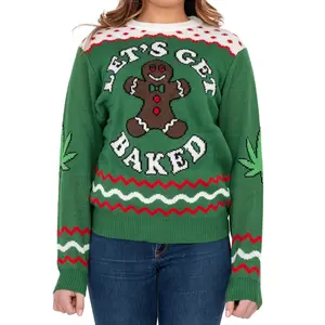 Women's Let's Get Baked Happy Gingerbread Ugly Christmas Sweater