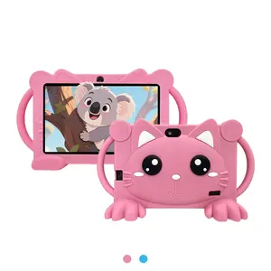Cute Cat Design Tablet, 7 Inch Android Tablet with Silicone Case, Educational Tablet with Parental Control, Learning Tablet for Kids