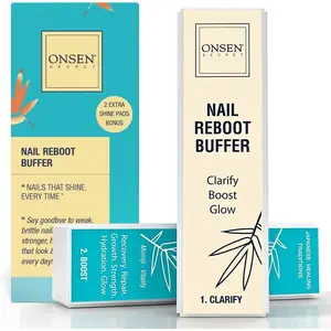 Onsen Secret Professional Nail Buffer Block | 4-Way Buffing for Natural Shine & Healthy Natural Nails - Includes 2 Extra Shine Pads, Salon-Quality, Post-Gel & Acrylic Recovery | 1 Pack