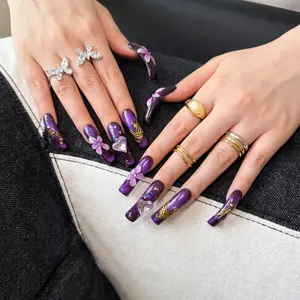 AVIARA  LONG Curved Square  Duck 10pcs Handmade Acrylic 3D Y2K Press On Nails Luxious Salon Quality Fake Nail detachable nails