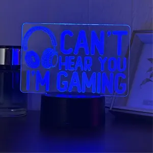 Creative 3D Headphone Design Night Light, USB Powered LED Desk Lamp, Decorative Light for Home Game Room Office, Led Light Entertainment