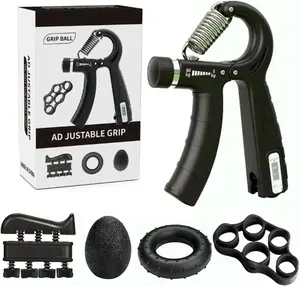 Grip Trainer Kit: Adjustable Hand Gripper,Finger/Hand Exercisers,Stress Ball & Forearm Ring for Muscle Build & Injury Rcvry