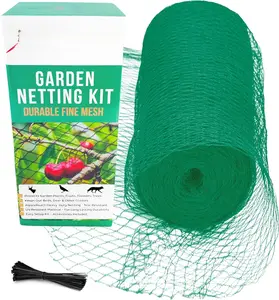 Garden Netting 15 x 30 ft Heavy Duty Bird Net, ,  Protection Extra  Woven Mesh,  Kit with Zip Ties,  Fencing for Fruits Trees, Green