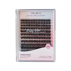 [RUBY VIBE CO] Bombshell Doll-Eye Volume Lash Clusters DD007, Ultra-Full Faux Mink 144 Clusters for Glam Look