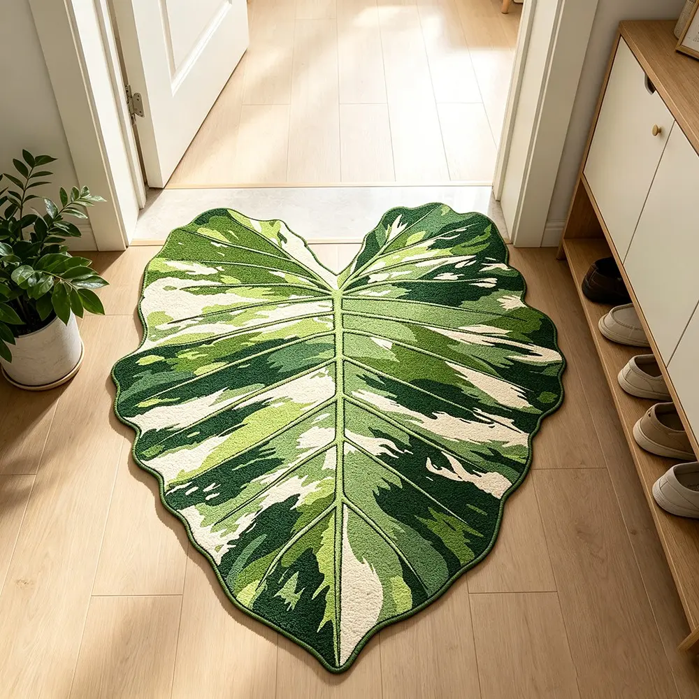 Creative Leaf-Shaped Rug, Fashionable Entryway Mat, Home Decor Rugs, Decorative Rugs for Living Room, Bedroom, Sofa, Coffee Table, Bathroom, Indoor Decoration