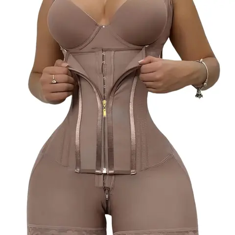 Women's Adjustable Triple-Row Hook-and-Eye Zipper Closure Shapewear Faja Underwear, Fajas Colombian Girdles, Faja moldeadora, Butt Lifting, Tummy Control, High-Stretch Fabric Romper, High-Waist Shaper, Ideal for Training and Yoga