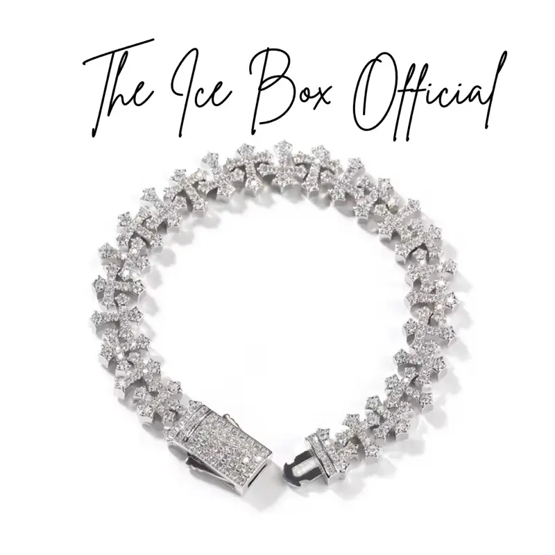 The Ice Box Official 14K White Gold Plated Cross Tennis Bracelet 7inches Sparkling Design Jewelry Accessory
