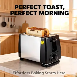 Silver Black Minimalist Bread Maker, Silver Black Two-Tone Home Bread Maker, One-Touch Smart Baking, Continuously and Quickly Bakes Multiple Loaves for the Family, Pairs with Milk and Fruit to Efficiently Solve the Whole Family's Breakfast Problem
