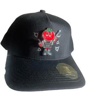 Tomate Beliko Hats - Black Cap with Character Design, Snap Closure, Adjustable Fit, and Logo Patch