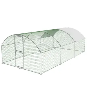 Large Metal Chicken Coop, Outdoor Cage Run with Waterproof and Anti-UV Cover, Dome Roof Walk-In Poultry Cage Rabbit Duck House for Outside, Backyard and Farm