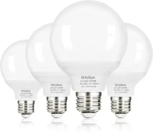 G25 LED Light Bulb, Round Vanity Light Bulbs for Bathroom, 40W LED Equivalent, Daylight White 5000K, Globe Light Bulbs E26 Base, 600LM, Non-, 4-Pack
