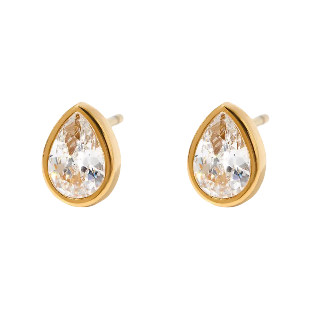 Pear Bezel set Stud Earrings
