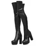 Voviggiw Women Thigh high Boots Platform Chunky Heel Over The Knee Boots Night Outfit