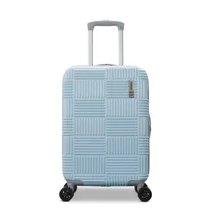 American Tourister NXT Checkered Hardside Carry On Spinner Suitcase - Pale Blue/Elemental Blue: Lightweight ABS Shell 8-Wheel Spinner