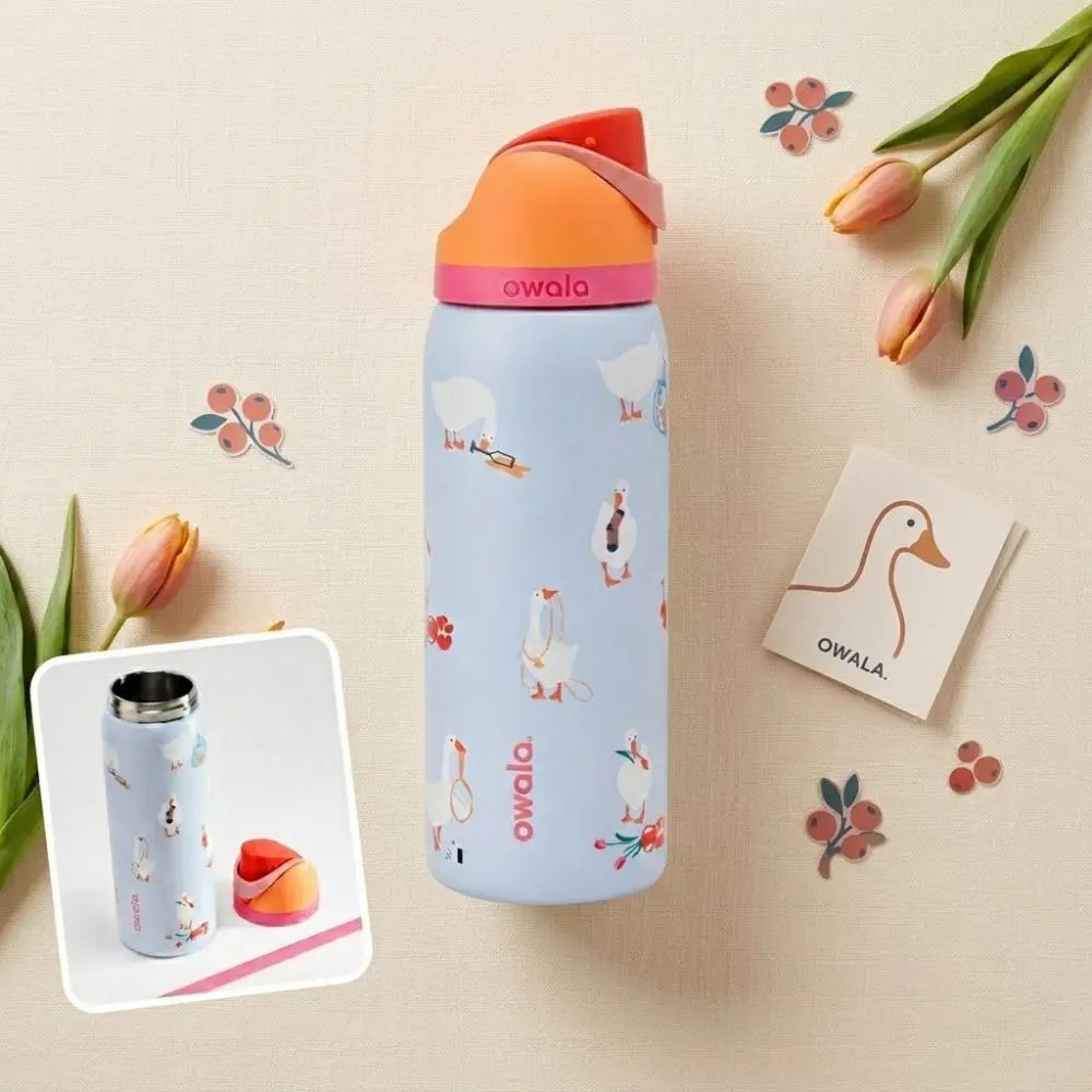 Owala Exclusive SillyGoose FreeSip 32 Oz Water Bottle, Goose Print, Insulated Stainless Steel Tumbler