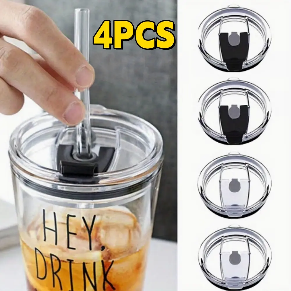 4 Clear Replacement Lids for 20Oz Mugs, Including Straw Lids for Tumblers, Available in Black And Grey, Designed to Prevent Spills, Suitable for Coffee Mugs And Various Cooler Cups tiktokshopspringglowup mini gifts