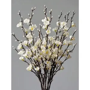 Artificial White Plum Blossom Branches, 21.7" Long Stem Spring Flowers, 8/12/24pcs Fake Floral Stems for Home Wedding Party Table Centerpiece Decor Artificial White Plum Blossom Stems, 21.7" Fake Spring Flowers for Vase Home Wedding Decor