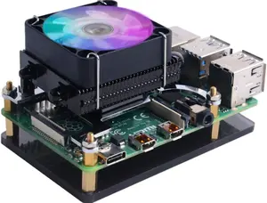 52Pi Raspberry Pi 4 Fan, Raspberry Pi Low-Profile CPU Cooler with RGB Cooling Fan and Raspberry Pi Heatsink for Raspberry Pi 4 Model B & Raspberry Pi 3B+ & Raspberry Pi 3 Model