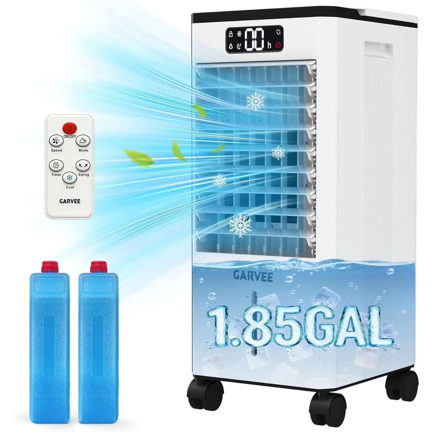 Swamp Cooler, Windowless Portable Air Conditioners, Evaporative Air Cooler with Oscillation, Touch & Remote Control, 3 Modes, 3 Fan Speeds, 12H Timer, Air Cooler for Bedroom Indoor Room Cooling Strong Airflow Air Conditioning Unit
