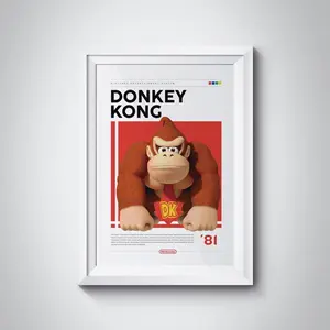 Donkey Kong Vintage Arcade Game Poster - Retro Gaming Room Decor, Classic Video Game Illustration Wall Art Print