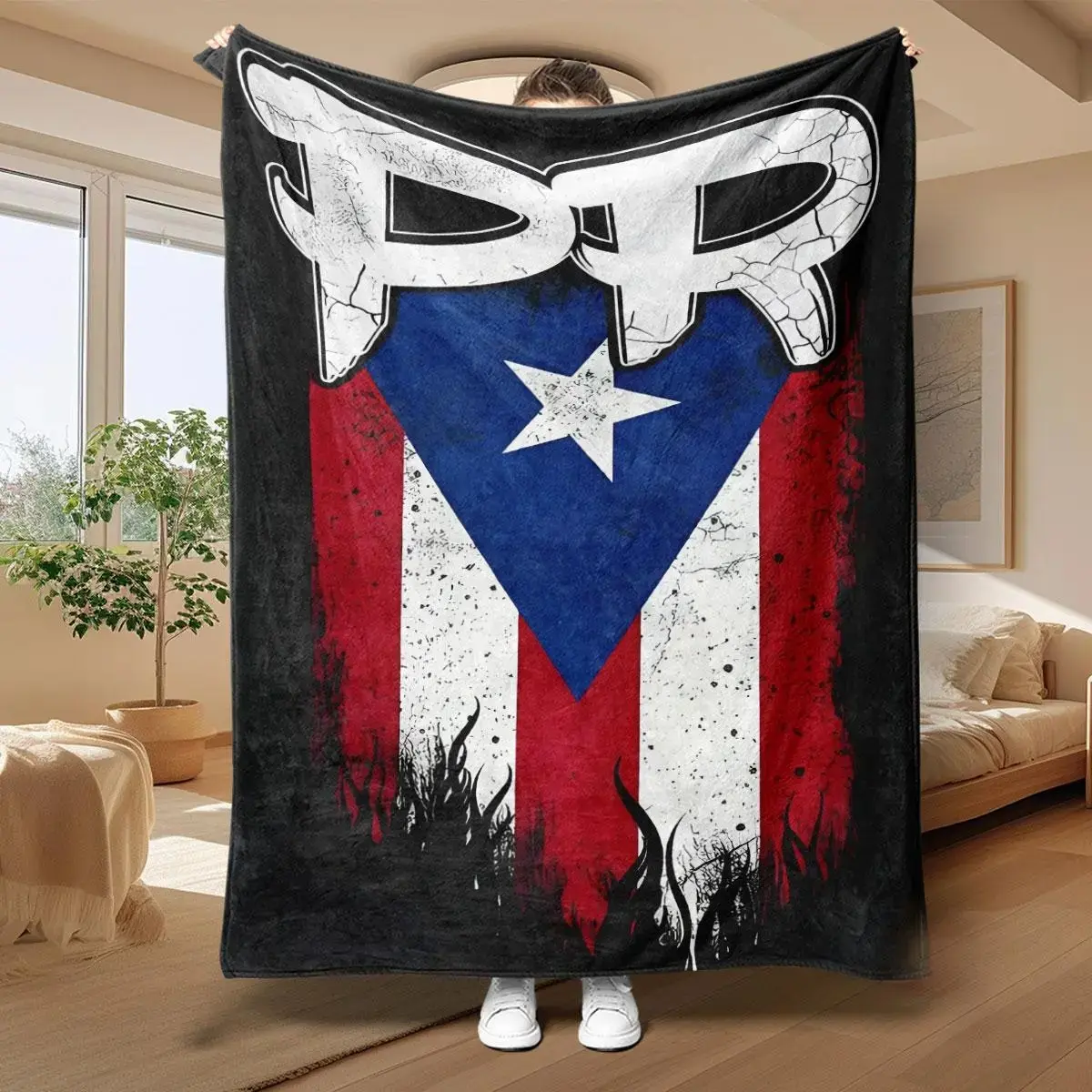 Tropical Regional Flag Pattern Soft Flannel Throw Blanket - Comfortable Air-Conditioned Room Cover, Warm Companion for Household Spaces, Outdoor Trips