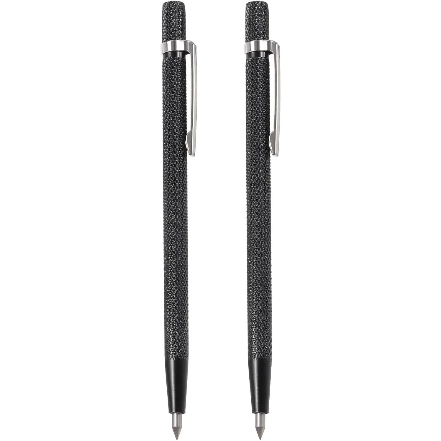 2Pcs Tungsten Carbide Tip Scriber with Clip Alloy Etching Pen Carve Engraver Scribe Tools for Metal Glass Ceramics Marble, Black