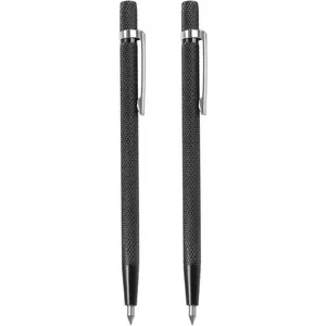 2Pcs Tungsten Carbide Tip Scriber with Clip Alloy Etching Pen Carve Engraver Scribe Tools for Metal Glass Ceramics Marble, Black
