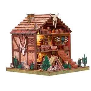 ETKVR  ZW09 Plume Mountain Retreat Book Nook Mini House Kit, DIY Miniature Dollhouse Booknook for Adults, 3D Wooden Puzzle Bookend Bookshelf