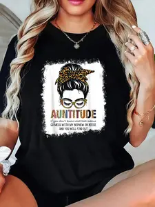 Funny Aunt Shirt for Women Dont mess with My Nephew or Niece T-Shirt, Black Crew Neck T Shirt For Summer, Women's Soft Short Sleeve Top, Stylish Comfy Tee For Women Graphic Tees