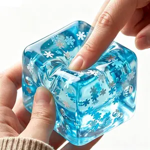 Squishy Snowflake Ice Cubes Slow Rising Sensory Fidget Toy Soft Ice Cubes Stress Relief Squeeze Toy Hand Exercise Calming Tool