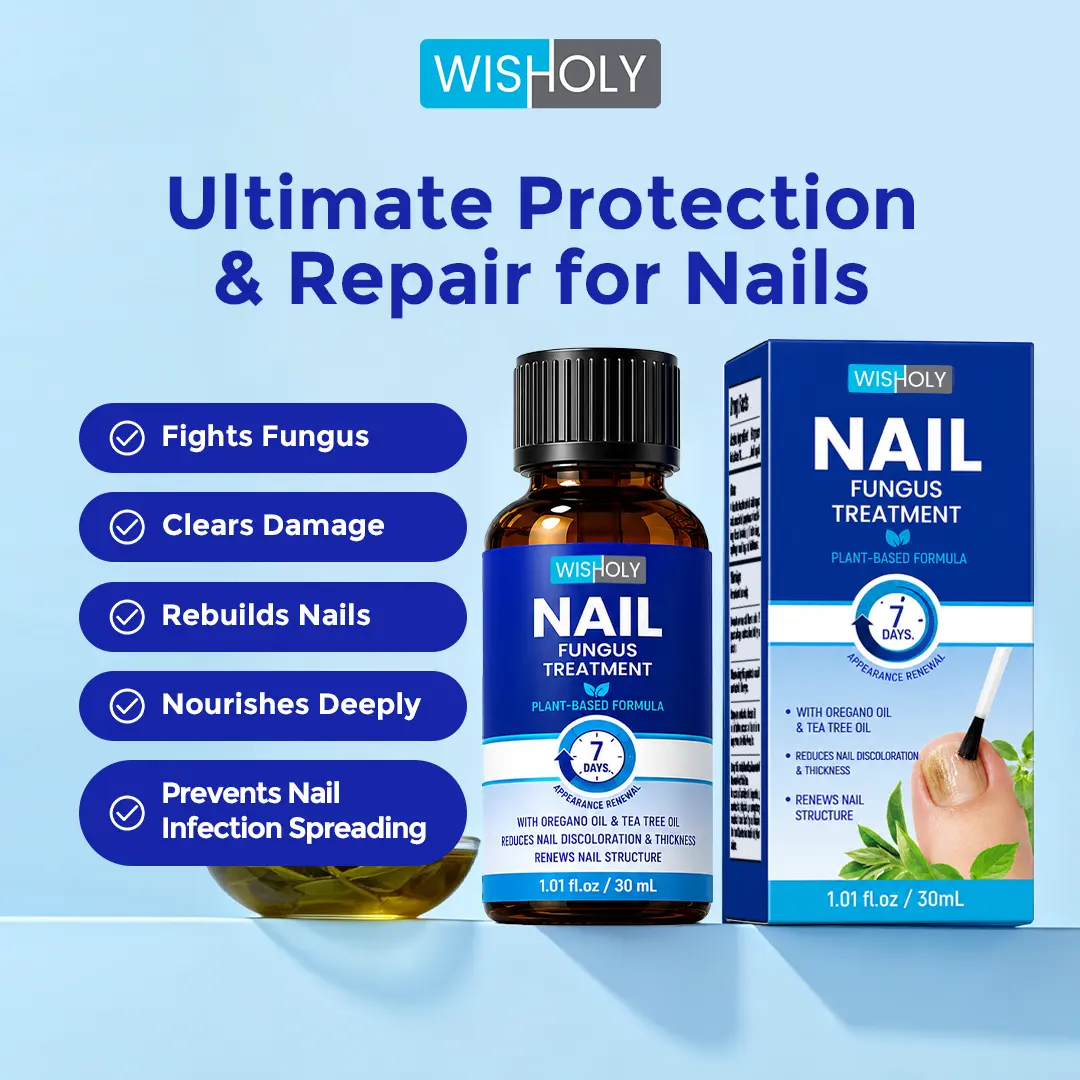 Wisholy Toenail Fungus Treatment Extra Strength ,Antifungal Solution ,Triple Action Formula for Damaged Nails, Multi-Purpose Nail Repair- 1.01 fl oz