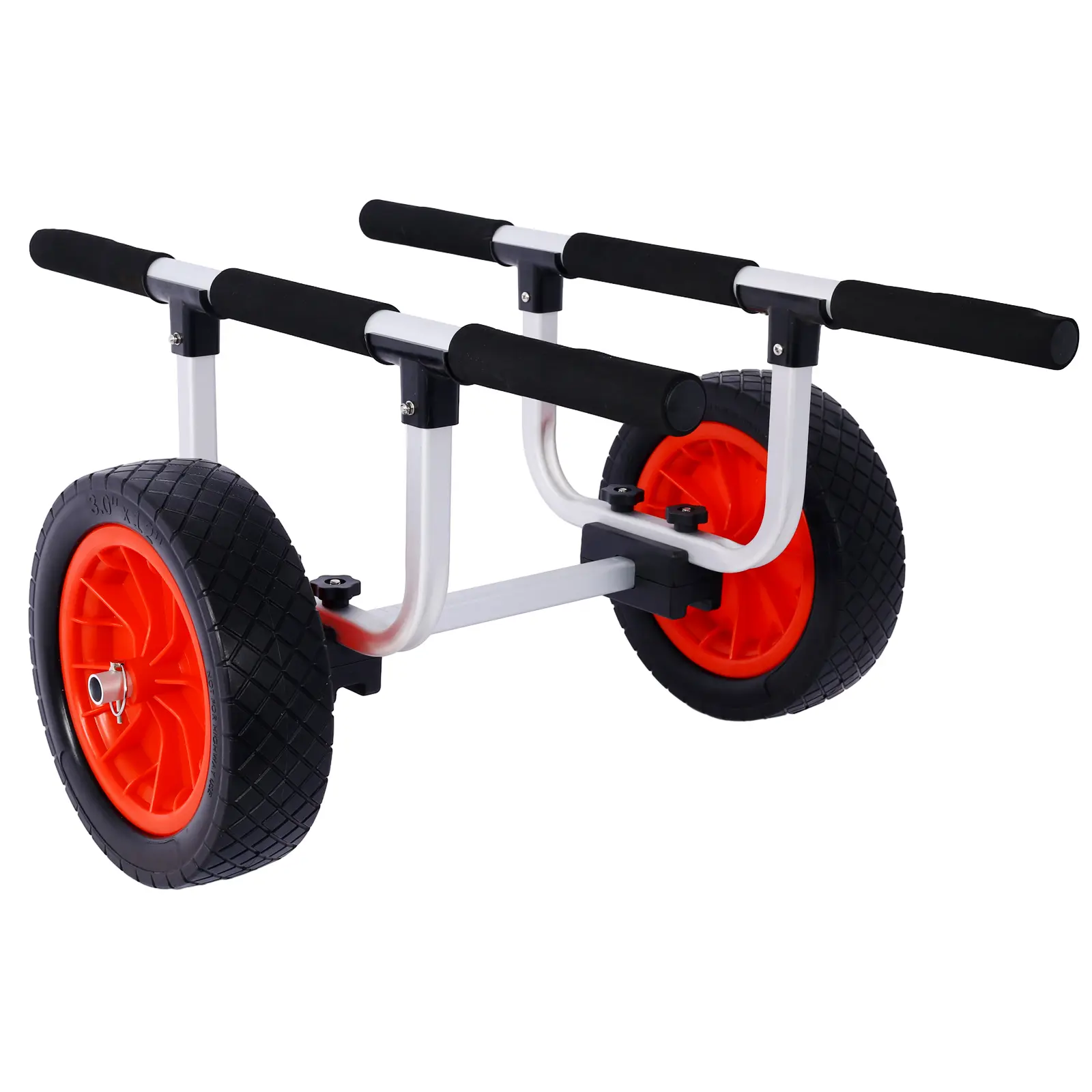 Heavy Duty Kayak Cart - Width-Adjustable Canoe Transport Carrier with 12in Flat-Free Beach Wheels, Airless-Wheeled Boat Dolly Trolley, Flat-Free Wheels