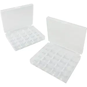 Sewing Machine Bobbins Box 2 Pack(25Slots) Empty Bobbins Spools Box Sewing Craft Plastic Case Storage Box for Sewing Machine
