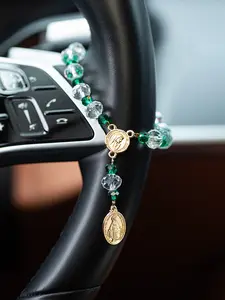 Catholic Beaded Car Pendant, Dashboard Decoration, Stylish Vehicle Accessory, Perfect for Car Interior, Enhance Your Driving Experience