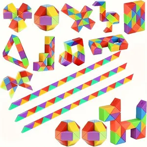 Colorful Magic Snake Cube Puzzle Toy, 3 Counts/set Mini Snake Cube Puzzle Toy, Educational Toy for Kids, Birthday Party Gift