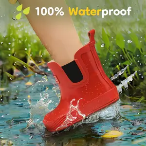 Kids Ankle Rain Boots Waterproof Deck Rubber Shoes for Boys Girls (Toddler/Little Kid/Big Kid) Pumpkin Red