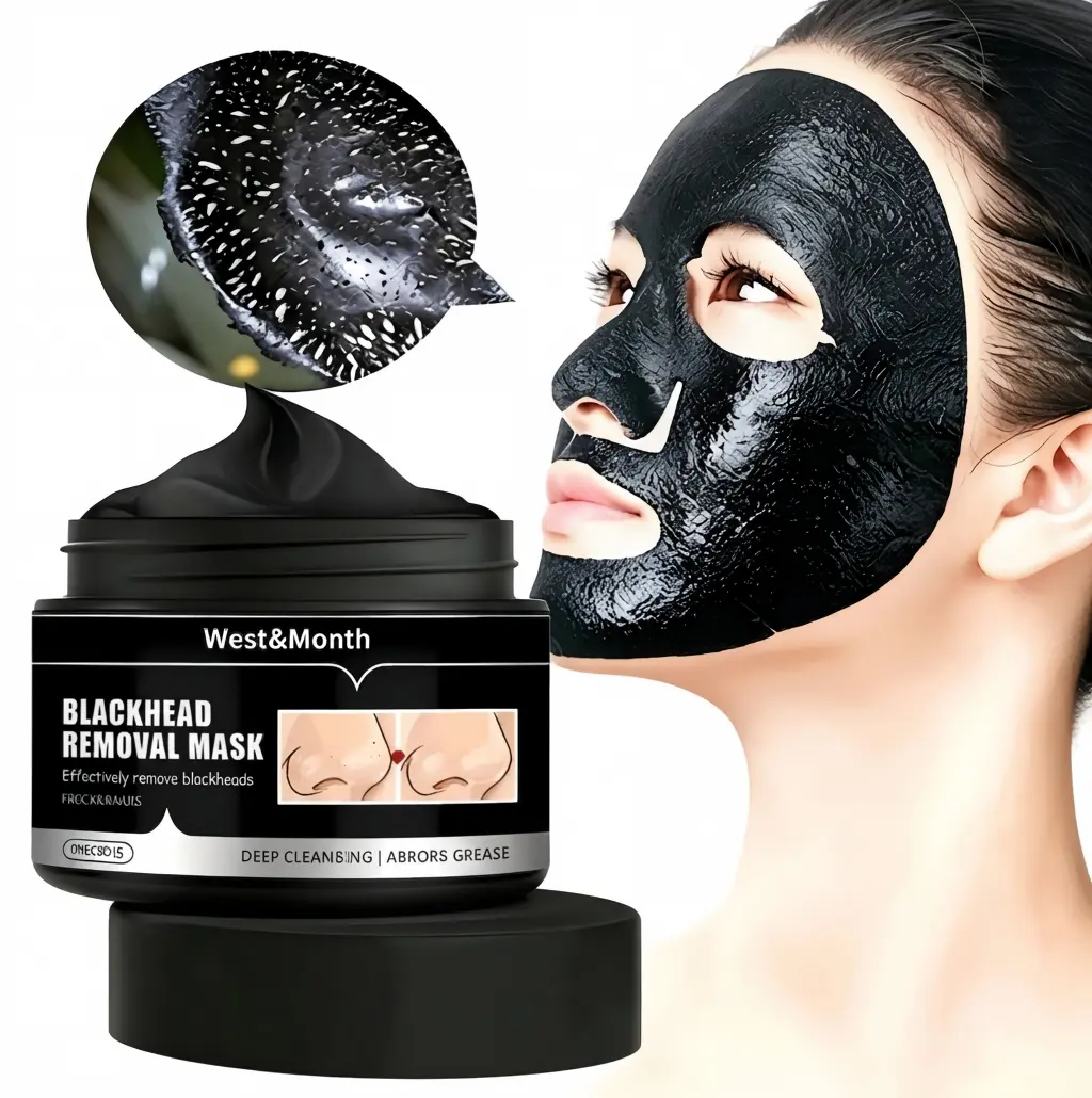 West&Month Bamboo Charcoal Peel Off Blackhead Removal Mask, Deep Cleansing Black Tear Mask for Face & Nose, Natural Purifying Clay Facial Treatment, Absorb Excess Grease, Hydrate & Moisturize Skin to Minimize Pores