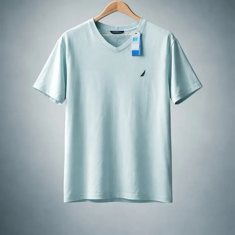 This is a Nautica Men's V-Neck Performance T-Shirt in a light blue shade. Size XL