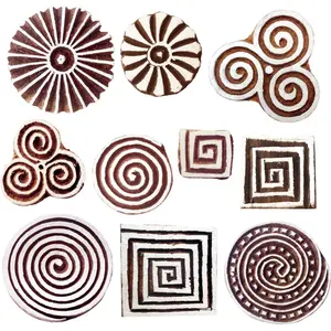 Wooden  for Block Printing on Saree Border, Textile, Clay, Pottery,  (Set of 10) MXtag0008
