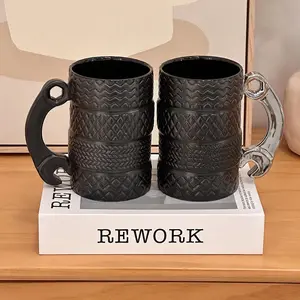 Creative Tire Ceramic Mug Novelty Tire Styling Drinkware Large Capacity Heat-resistant Office Home Coffee Breakfast Mug Fun Gifts Funny Gift Mug