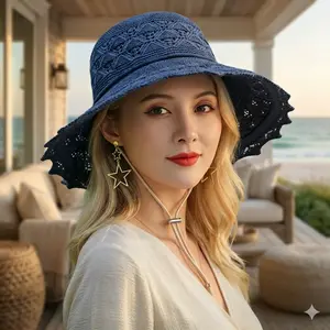 [2026 Trend] Luxury Floral Crochet Sun Hat - Ultra Wide Brim UV Protection - Elegant Foldable Lace Beach Cap for Women - The Perfect Summer Vacation Essential & Gift