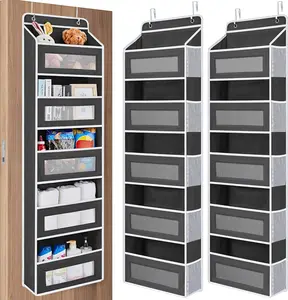 5-Tier Door Organizer over-the-door hanging storage with 5 roomy pockets, stable anti-tilt frame and 44 lb load capacity, perfect for bedrooms, bathrooms, nursery essentials, baby items, nappies and dorm room organization for school season.