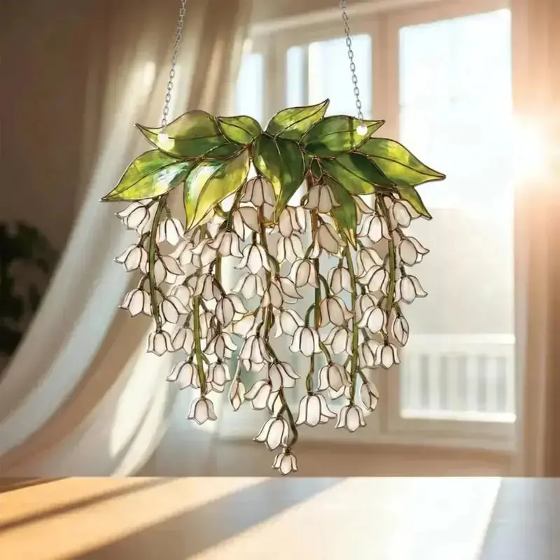 Lily of the Valley Stained Suncatcher Hanging Window Floral Decor Gift