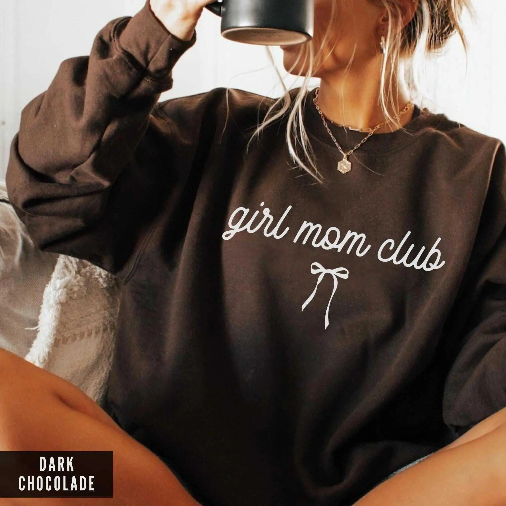 Girl Mom Club Sweatshirt, Coquette Mom Crewneck, Girl Mama Sweater, Mother's Day Gift, New Mom Pregnancy Announcement Sweater