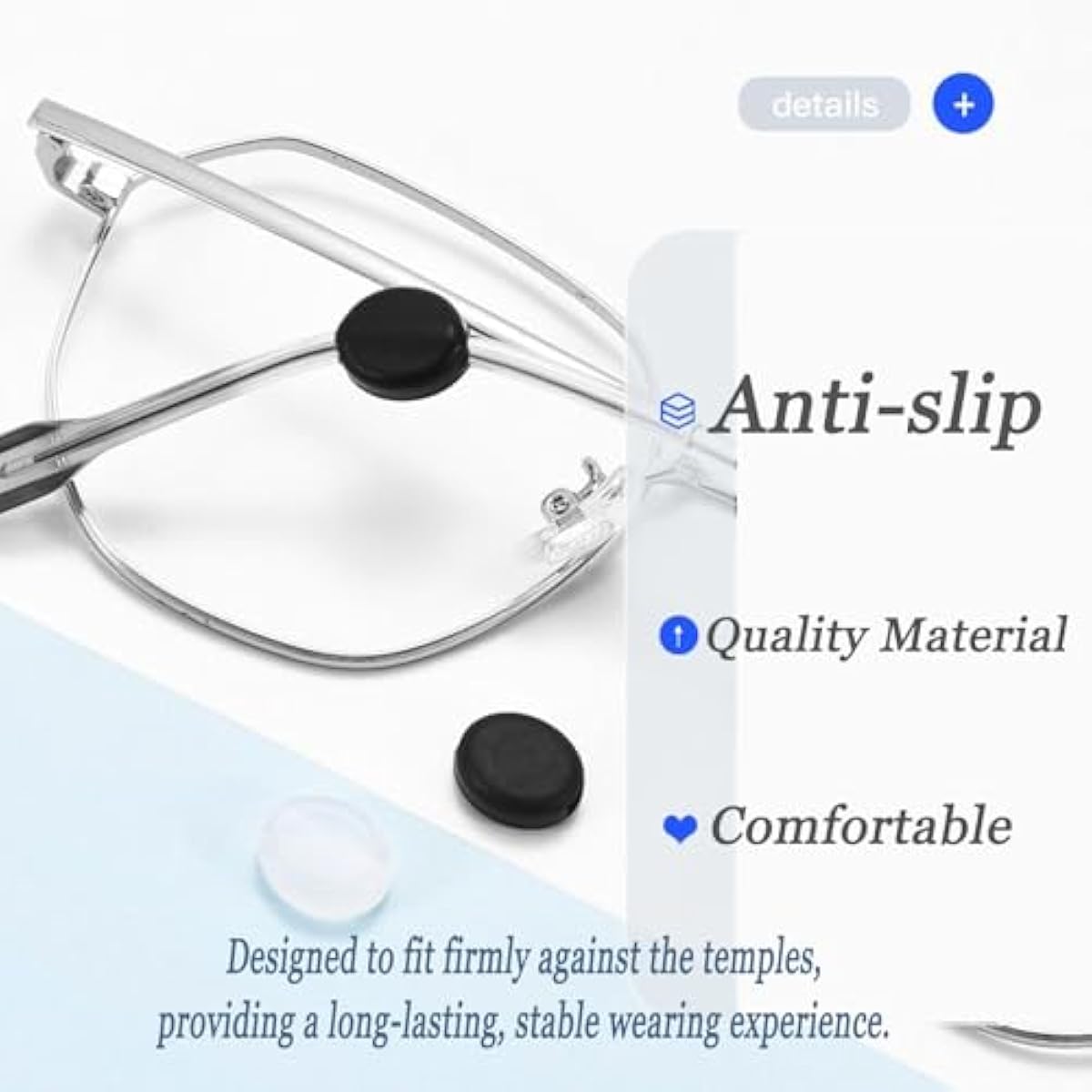 12Pairs Glasses Temple Grips, Anti-slip Silicone Eyewear Retainer, Mini Round Ear Hook Grips for Glasses Sunglasses