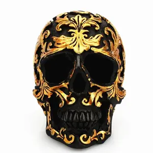 Skull Design Ornament, 1 Count Colorful Creative Resin Craft, Halloween Skull Sculpture Ornament for Home Desktop Office School Decor, Decorative Sculptures