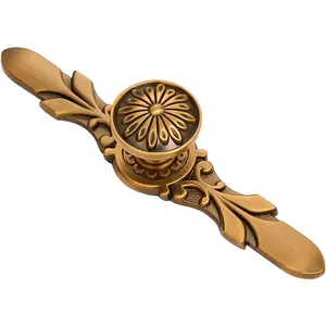 10 Pack Antique Copper Knobs with Backplate - 1.22 Knob & 5.8 Plate - Rustic Drawer Knob for Decorative Flower Look, Kitchen Cabinet Knobs, Bedroom Dresser