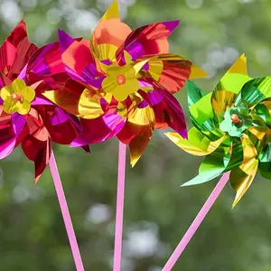 10/20 Plastic Rainbow Windmill Party Fans, Colorful Waterproof Sunproof Garden Decor Wind Spinners, DIY Outdoor Gift Set, Random Colors
