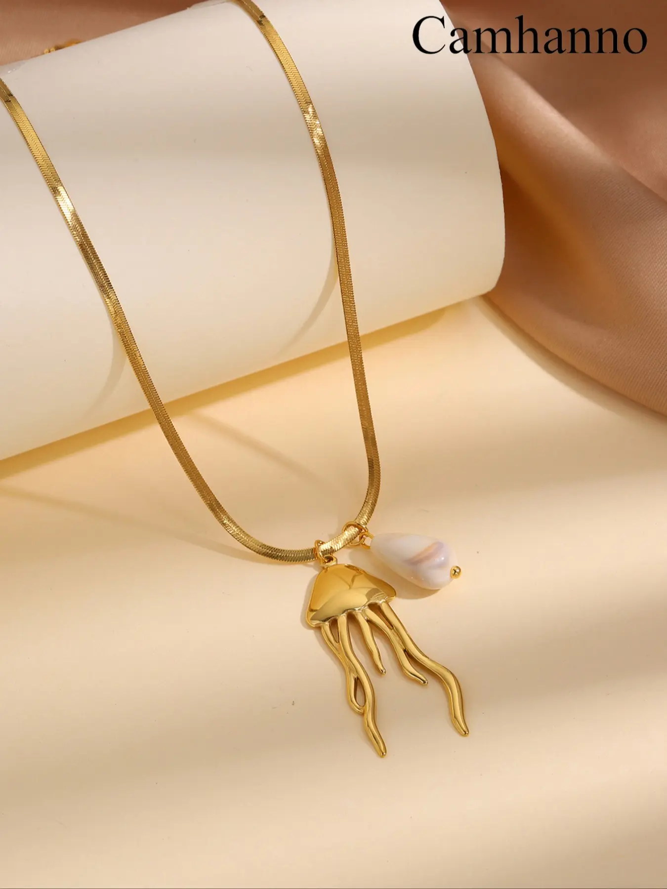 Fashionable Jellyfish Blade Necklace, Stainless Steel Jewelry Gift for Couples, Casual Daily Wear Accessory for Boyfriend & Wife